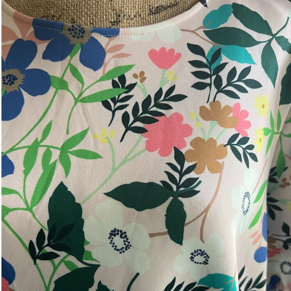 Eloquii Floral Scuba Puff Sleeve Fit Flare Dress Pink Size 16 NWT - Picture 6 of 16